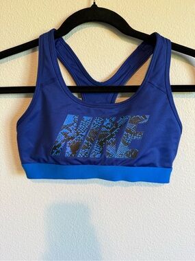 Nike Blue Racerback Sports Bra with Logo Print